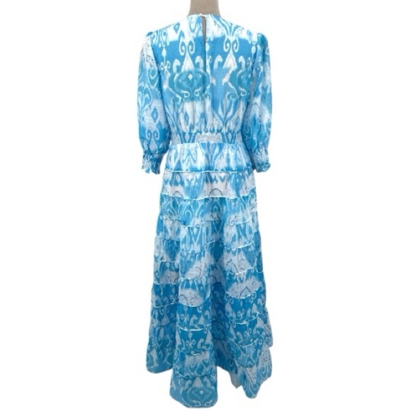 Burryco Tiered Maxi Dress Blue Size 6 NWT Boho Flowy Cocktail Wedding Romantic - Picture 4 of 9